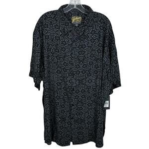 Johnny Bigg Tribal Print Button Up Shirt in Charcoal Men's 1XL Big & Tall